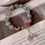 Natural grey moonlight 9mm bracelet, with grey moonlight starfish, str