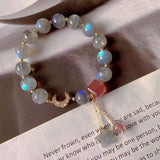 Natural grey moonlight 9mm bracelet, with grey moonlight starfish, str