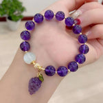 Natural amethyst 10mm bracelet with white moonlight and Amethyst carve