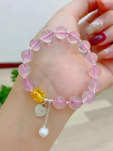 Natural starlight powder 10mm, with pearl and beeswax cut, 925 Sterlin