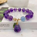 Natural amethyst 10mm, with Aquamarine and Amethyst melon Pendant