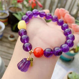 Natural amethyst 10mm bracelet with natural honey wax, south red and A