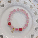 Natural starlight powder 10mm Folding Bracelet, with strawberry crysta