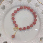 Natural horse powder 8mm bracelet with 925 Sterling Silver Star Pendant