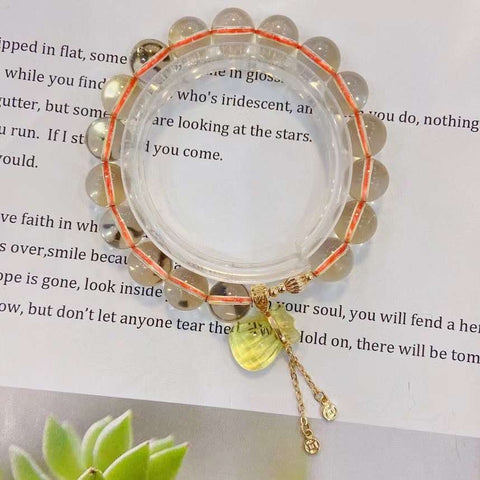Natural Topaz 10mm bracelet with Topaz fortune pocket