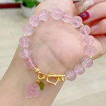 Natural starlight Pink Crystal 10mm bracelet, matched with pink crysta