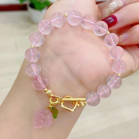 Natural starlight Pink Crystal 10mm bracelet, matched with pink crysta