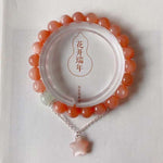 Natural Sunstone 8mm bracelet, with sea blue treasure, Sunstone little star