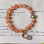 Natural sun stone 8mm bracelet, with gray moonlight, elongated stone S