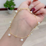 Natural pearl star foot chain, specification: 6mm. Match with 14K gold