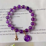 Natural amethyst 8mm bracelet, with Amethyst safety buckle and 14k Gol