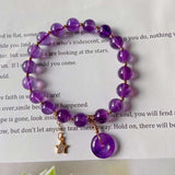 Natural amethyst 8mm bracelet, with Amethyst safety buckle and 14k Gol