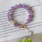 Natural lavender purple 10mm bracelet, with white moonlight, moonlight