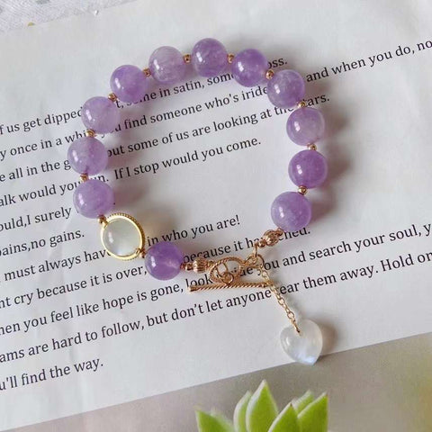 Natural lavender purple 10mm bracelet, with white moonlight, moonlight