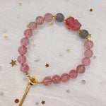 Natural strawberry crystal 8.6MM bracelet, matched with gray moonlight