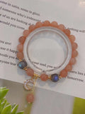 Natural sun stone 8mm bracelet with Moonstone and 14k gold clad moon a