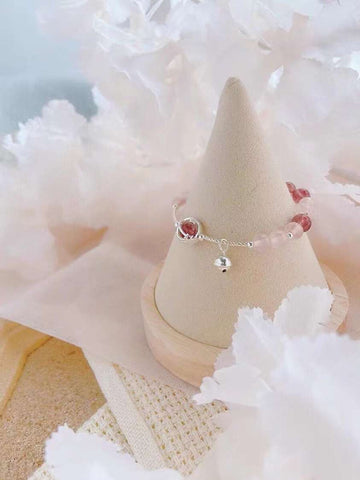 Horse powder strawberry Crystal Sterling Silver Bracelet girl heart burst ~ with sterling silver acc