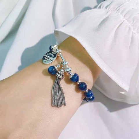 Natural 8mm kyanite bracelet, also known as kyanite / Blue Velvet crystal, kyanite is said to help c