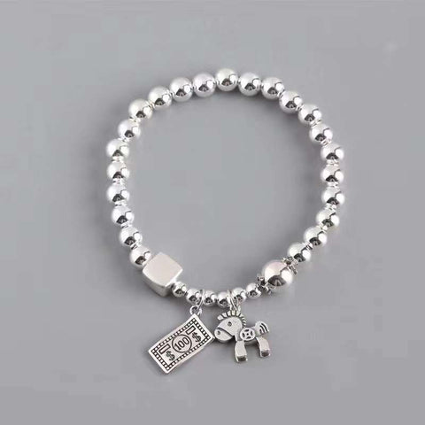 Original S925 Sterling Silver 5mm instant rich Silver Bead Bracelet wo