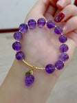 Natural amethyst 10mm bracelet with Amethyst grape pendant, S925 Sterl