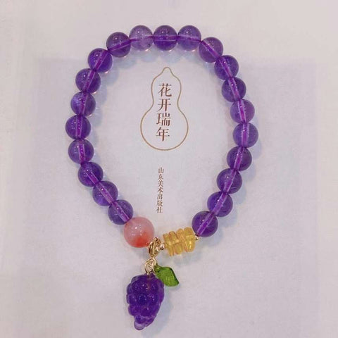 Natural amethyst 8mm bracelet with honey wax spacer, agate and Amethys