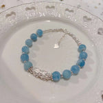 Natural sea blue treasure 7.4mm bracelet. Match with pearl, S925 sterl