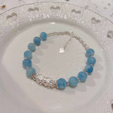 Natural sea blue treasure 7.4mm bracelet. Match with pearl, S925 sterl