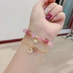 Natural starlight powder 10mm Folding Bracelet, with strawberry crysta