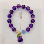 Natural amethyst 10mm, with Aquamarine and Amethyst melon Pendant