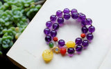 Natural amethyst design 2-ring bracelet style is unique, crystal is cl