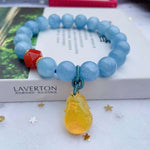 Natural sea blue treasure 10mm single ring bracelet, matched with Sout