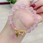 Natural starlight Pink Crystal 10mm bracelet, matched with pink crysta