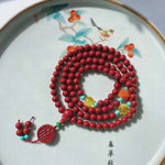 Natural raw ore cinnabar purple gold sand Buddha bead bracelet and necklace are dual-purpose Seiko p