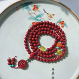 Natural raw ore cinnabar purple gold sand Buddha bead bracelet and necklace are dual-purpose Seiko p