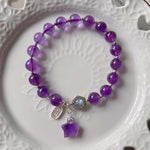 Natural amethyst 8mm bracelet, with elongated stone, Amethyst Star Pen