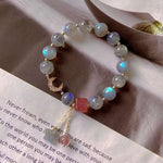 Natural grey moonlight 9mm bracelet, with grey moonlight starfish, str