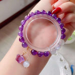 Natural amethyst 8mm bracelet with white moonlight and Amethyst stars