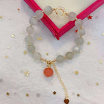 Natural white moonlight 9mm bracelet with 925 Sterling Silver Moon acc