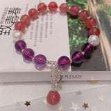 Strawberry crystal 8mm bracelet with Amethyst pearl and S925 Sterling