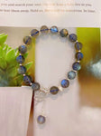 Natural grey moonlight 8mm bracelet with 925 sterling silver beads and