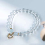 Natural 8mm white crystal bracelet, popular peach heart pendant, decor