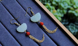 Just to meet the most beautiful you!Super beautiful natural Hotan Jade Butterfly Design Earrings are