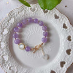 Natural lavender purple 10mm bracelet, with white moonlight, moonlight