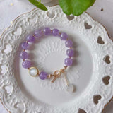 Natural lavender purple 10mm bracelet, with white moonlight, moonlight