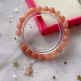 Natural Sunstone 8mm bracelet, with sea blue treasure, Sunstone little star