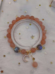 Natural sun stone 8mm bracelet with Moonstone and 14k gold clad moon a