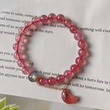 Natural strawberry crystal 8mm bracelet with strawberry crystal Moon P