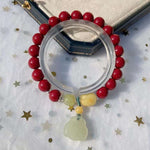 Natural cinnabar 8mm bracelet. Match with honey wax, Hotan jade old pe