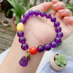 Natural amethyst 10mm bracelet with natural honey wax, south red and A