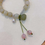 Natural Hetian jade old bead 10mm bracelet, matched with 925 sterling